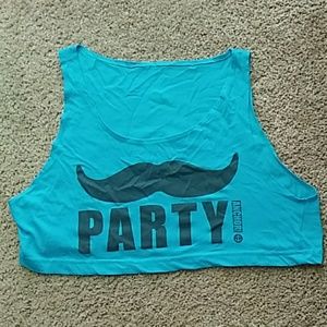 Mustache party crop top